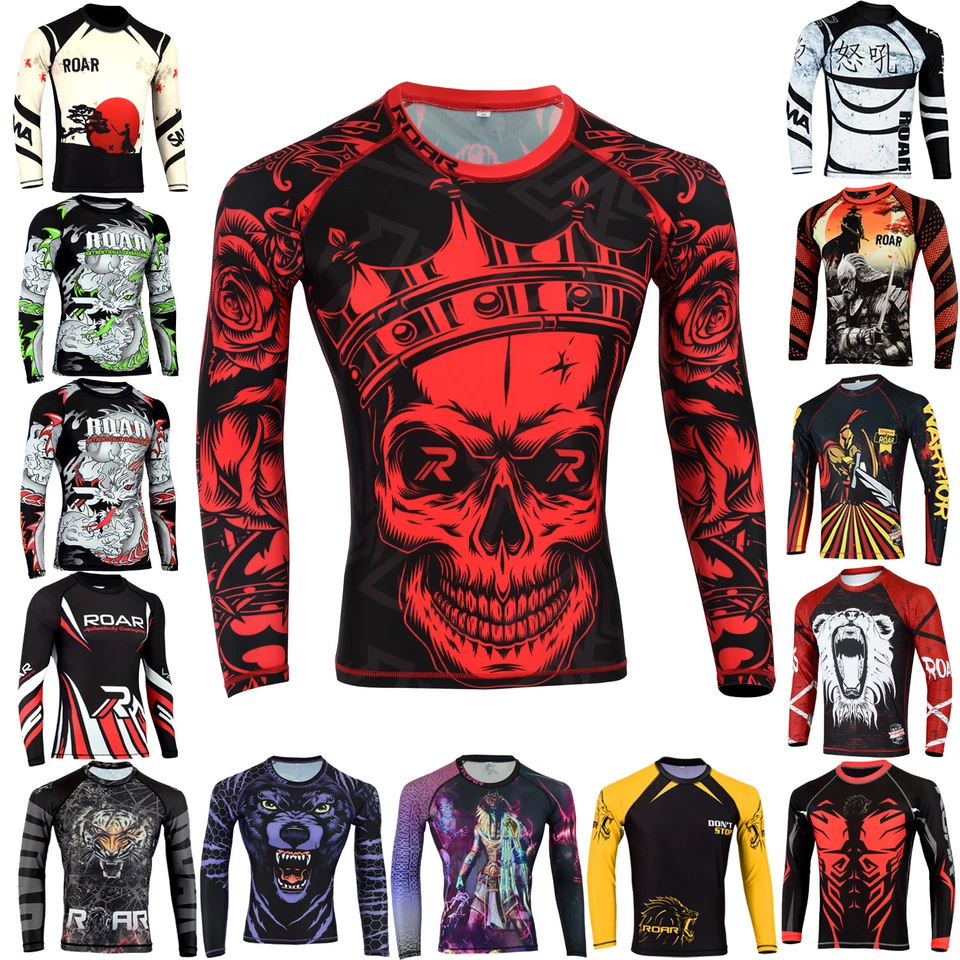 ROAR Men’s Sports MMA Rash Guard Athletic Fitness Full Sleeve Compression Shirt - Image 3 of 3