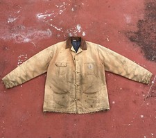 Vintage 1980s Carhartt 6BLC Chore Coat Rare Extreme Faded Worn Distressed 48