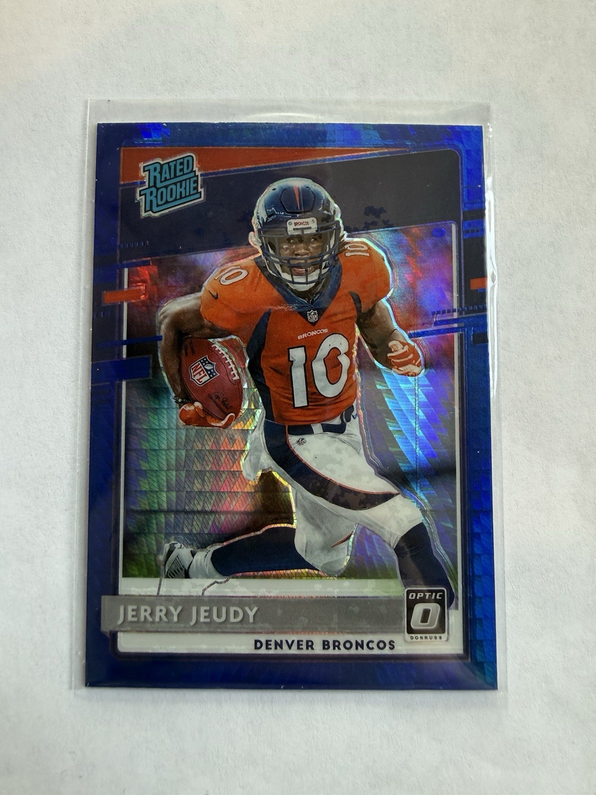 Panini 2020 Donruss Optic Jerry Jeudy #157 Blue Hyper Prizm Football Card