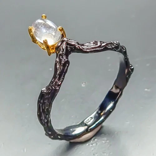 Jewellery Natural Moonstone Ring 925 Sterling Silver Size 7 /R464239