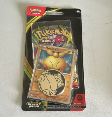Pokémon TCG Mega Evolution Perfect Order 1 Booster Pack (10 Cards) Makuhita Coin
