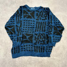 Vintage Knitted Jumper Abstract Patterned Knit Sweater Women's M 12-14 