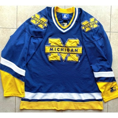 Michigan 90s STARTER Hockey jersey L navy gold NCAA University