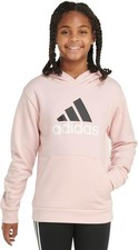 ADIDAS Girls Pullover Hoodie Pink Fleece Size S 7/8 
