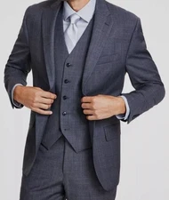 Michael Kors Men's Gray Classic-Fit Wool-Blend Stretch Jacket Size 44S