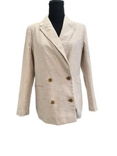Banana Republic Women  s Cream Blazer Linen Blend Double Breasted Size 6 Petite