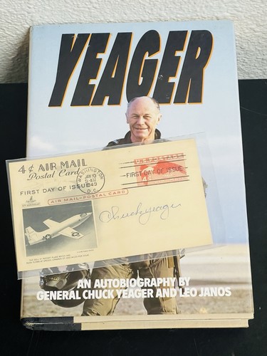 CHUCK YEAGER Signed Autographed First Day Postal Cover and memoir HC