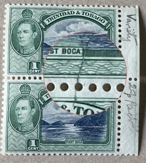 TRINIDAD AND TOBAGO 1938 44 KGVI 1c Blue & green SG246var SCRATCH on STAMPS MNH