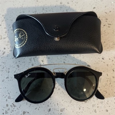 Ray-Ban RB4246 Round Sunglasses Black Frame Green G-15 Glass Lenses UV400