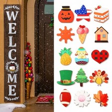 Interchangeable Welcome Sign for Front Porch Standing 47''x8'' Large Hanging ...