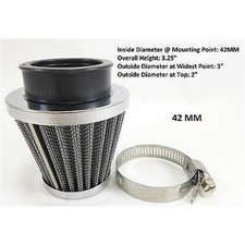 42MM 'Clamp-On' Tapered Air Filter Cleaner with a Chrome Top End Cap 12-55742