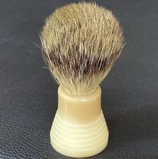 Shaving Brush Vtg Stepped Round Geometric Badger Solid Set Sterilized Handle