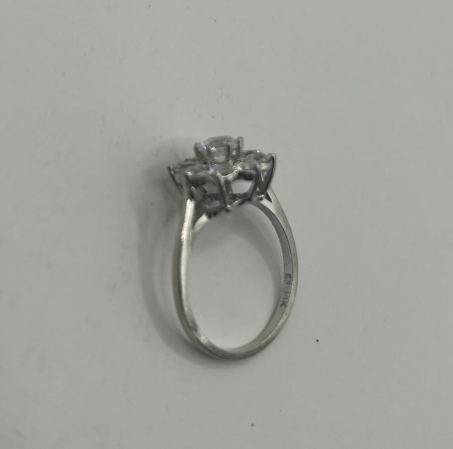 Designer Signed Solid White 14k White Spinel Clus… - image 6