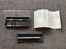 Parker 25 Fountain Ink Pen Brushed Steel Blue in Case Vintage Used