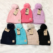 Kids C.C Premium Lined Pom Beanie, Winter Beanies, Premium Beanies, Winter Hats