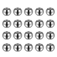 40pcs Beads 10mm Stainless Steel 3mm Hole Dia Bead for DIY Crafts, Silver Tone