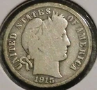 Silver Dime - Barber - 1915 (Album toned with the reverse much darker.)