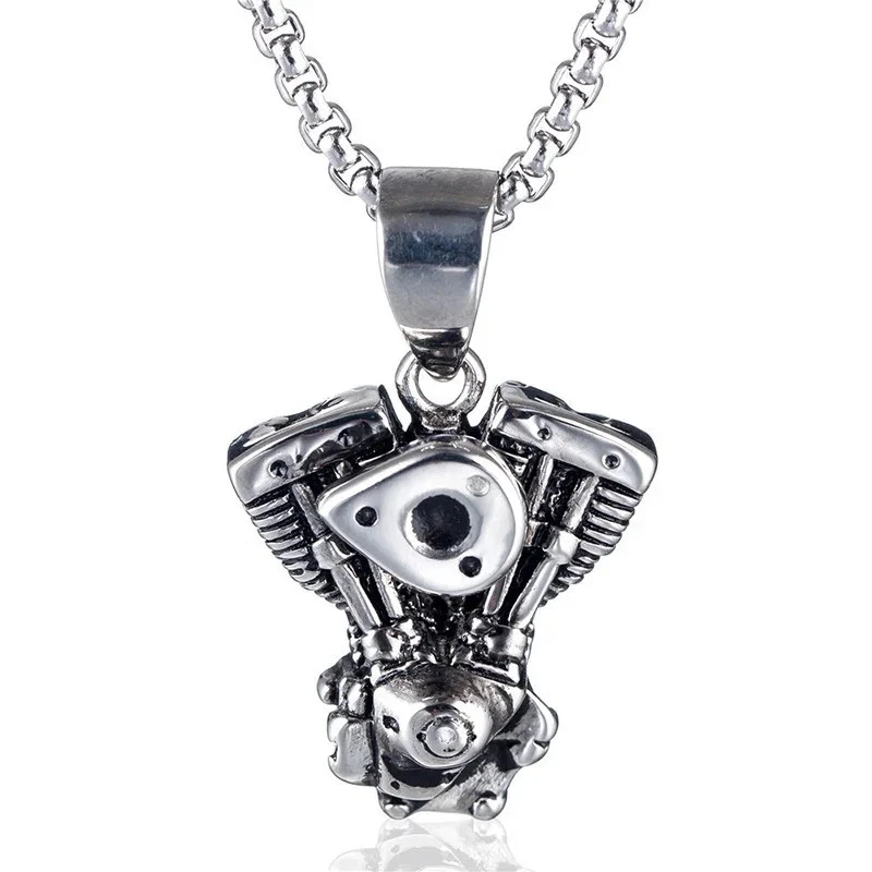 Collana Ciondolo Moto Acciaio Titanio Ghost Rider Moto Gioielli Uomo