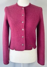 Geiger Tyrol Boiled Wool Jacket Berry Pink Austrian Loden Cardigan Womens Small