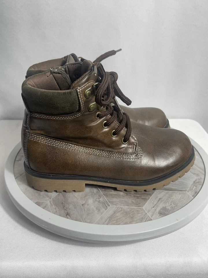 Steve Madden Niños Niños Botas Marrón Talla 2 Imitación Cuero con Cremallera Lateral Foto 3 de 4