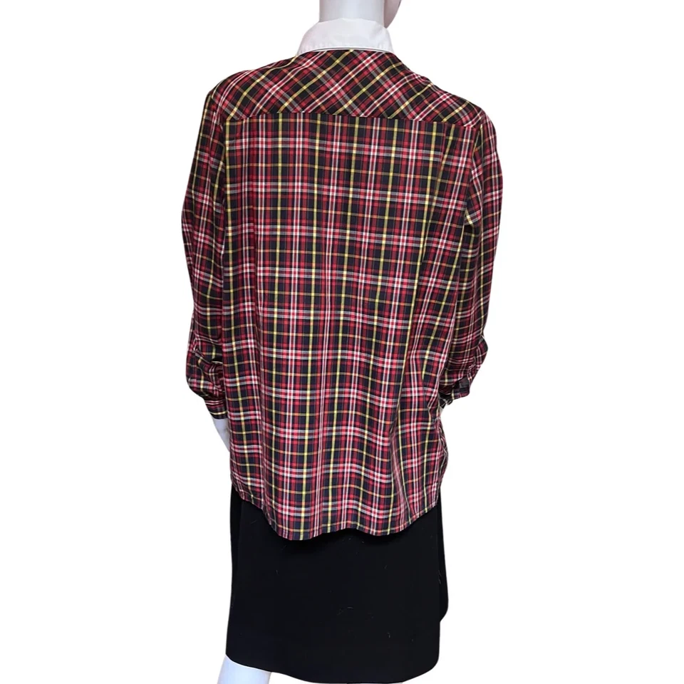 Camisa a Cuadros Roja Talla Grande Sears Años 70 De Colección 16 Botones Cuello Blanco Foto 4 de 4