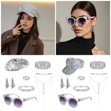 70s Costume for Women Disco Outfit Glasses Earring Bracelet Halloween Accessory
