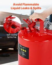 5 Gallon Red Safety Gas Can - Type II with Stainless Steel Flame Arrester, Self-