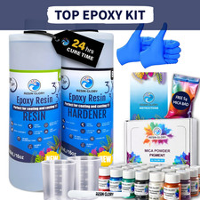 1L/32oz Epoxy Resin Kit 1:1 + 24 colours mica Craft Mould Casting Clear Art UK