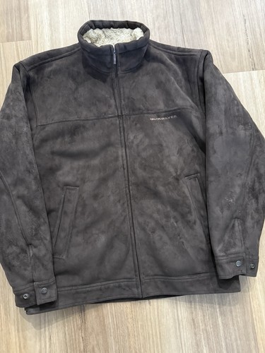 Vintage 90s Quiksilver Fluffy Lined Suede Jacket Rare Size Extra Large - Picture 2 of 7