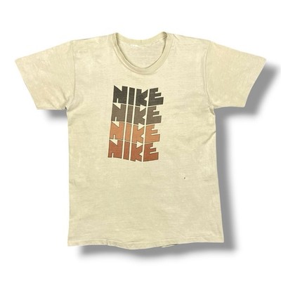 Vintage Nike T-Shirt Single Stitch 70s Style Quad Logo Distressed Faded Herren M