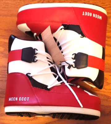NEW NWT Women's Moon Boot Sneaker Mid Bootie Boots Red White Black size 5/5.5
