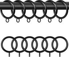 Curtain Rings with Eyelets,48 Pack Metal Black Curtain Rings for Pinch Pleat Cur