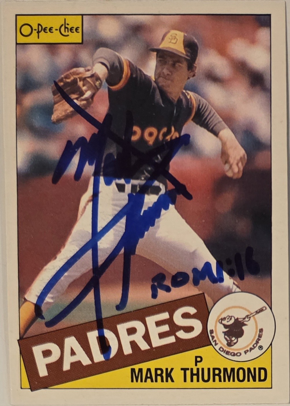 1985 O-Pee-Chee Mark Thurmond Auto Card #236 San Diego Padres Baseball Signed 