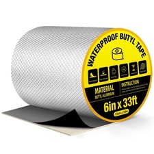 Super Waterproof Butyl Tape 6" W x 33 ft L, Strong Self-Adhesive Aluminum Foi...