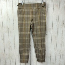 SOHO Women's Brown Plaid Pull-on Stretch Ankle Pants Size L