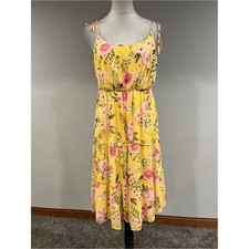 Lily Rose Yellow Floral Tiered Sundress with Tie Straps size extra large