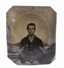 Civil War Soldier in Uniform - Hand colored 1/6th plate Tintype - Antique