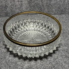 Vintage Crystal Starburst Diamond Pointed Glass Bowl Heavy 8"x 3.25" Candy Dish