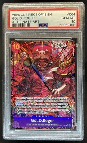 2025 One Piece Carrying On His Will Gol D. Roger Alt Art #OP13-064 PSA 10