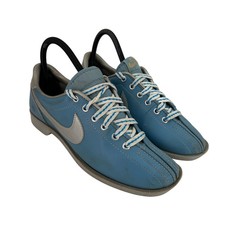 Vintage Nike Bowling Shoes Womens Size 8 Blue Silver Leather 80s Classic Taiwan