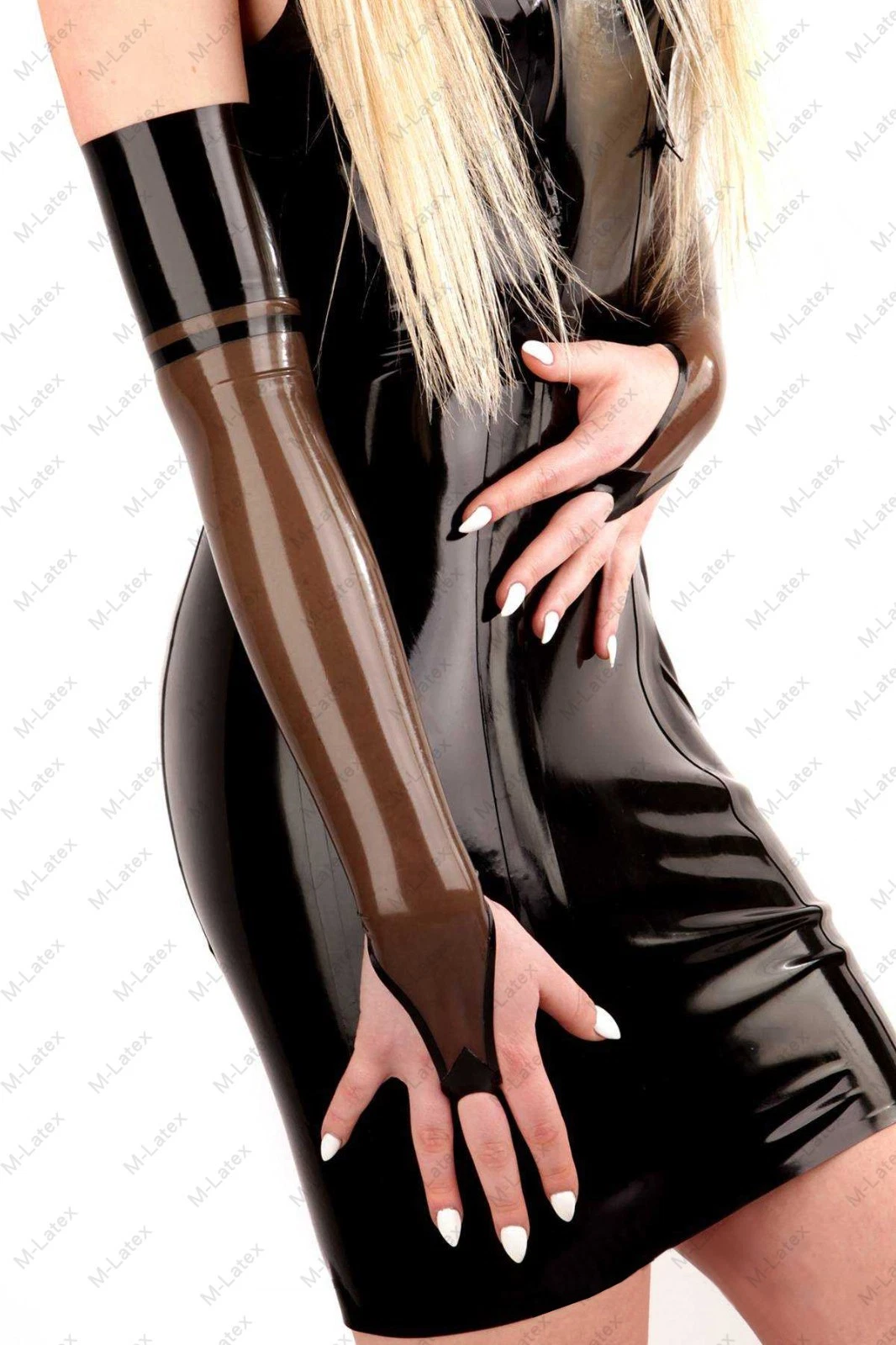 Latex Rubber Gummi strips arm cuffs long opera gloves customized 0.4mm #916