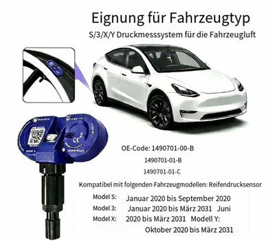 4 Stück RDKS/TPMS Sensoren Bluetooth für Tesla, BLE Ersatz für 1490701-01-A/B/C