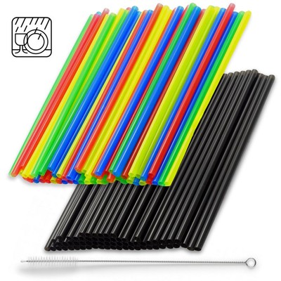 1.000 x Jumbo Mehrweg Trinkhalme + Bürste Strohhalme 240x8mm wiederverwendbar