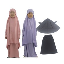 New Arab Kids Girl's Prayer Clothes Suit Ethnic Overhead Hijab Dress Abaya Sets