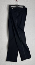 Tuxedo Pants Black 34 L Satin Stripe Legs Adj. Waist Pleated Front 6141