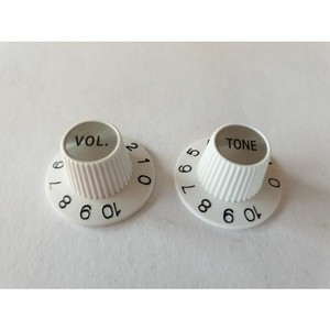 Set of 2 white push fit witch hat knobs volume and tone fits CTS