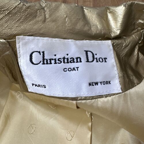 Vintage 1980s Christian Dior Gold Metallic Size 6 Trench Coat Luxury David Bowie - Picture 23 of 24
