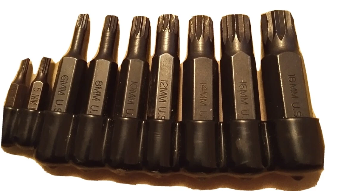 Lisle 9 piece triple square bit set 12 point 4 5 6 8 10 12 14 16 18mm