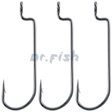 50/100pcs Offset Worm Hooks Round Bend EWG Bass Fishing Hooks Wide Gap Drop Shot