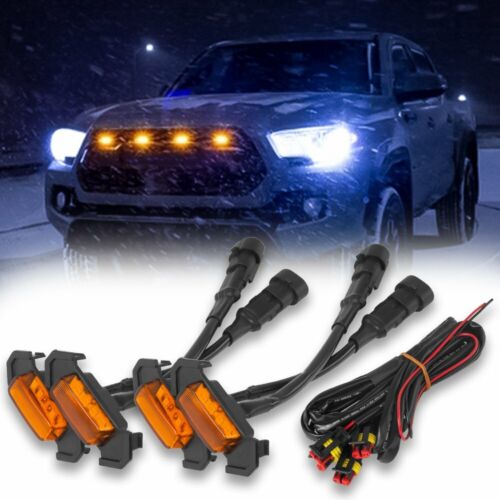 For 2016-2021 Toyota Tacoma TRD Pro Raptor Style Amber Lens LED Grille Light Kit - Picture 1 of 9